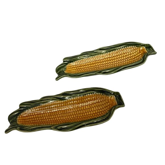 Vintage Corn-Shaped Ceramic Serving Dish Made In Portugal 8 1/2" - Picture 1 of 14